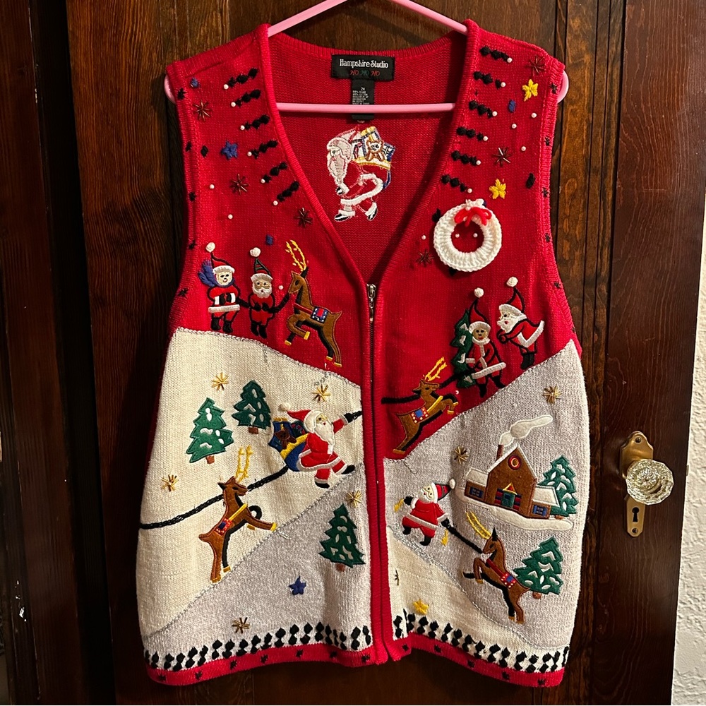 Vintage “Ugly” Christmas Sweater Vest, Womens 2X
